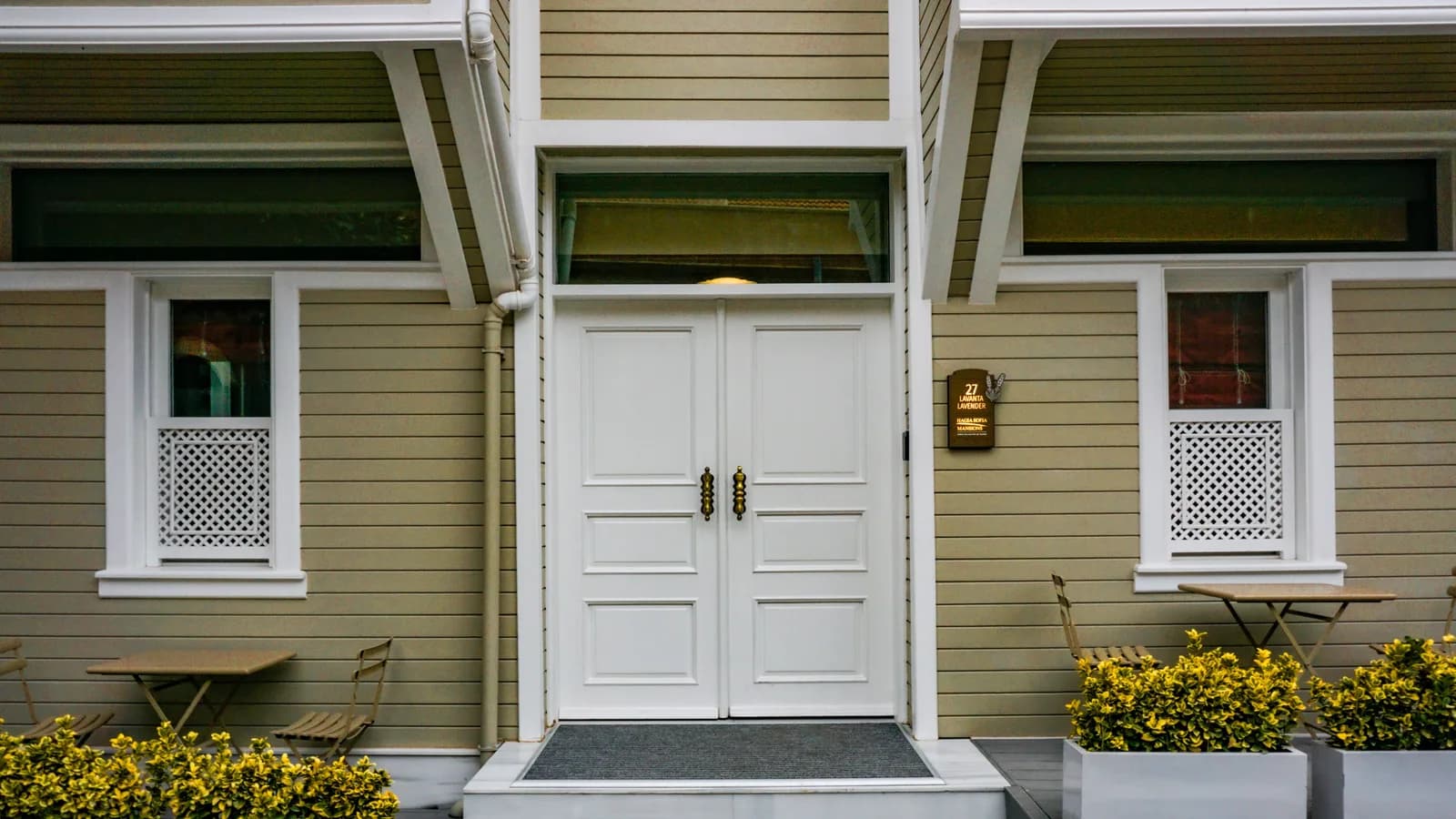 Exterior entry door with visible threshold and weatherstripping around the frame